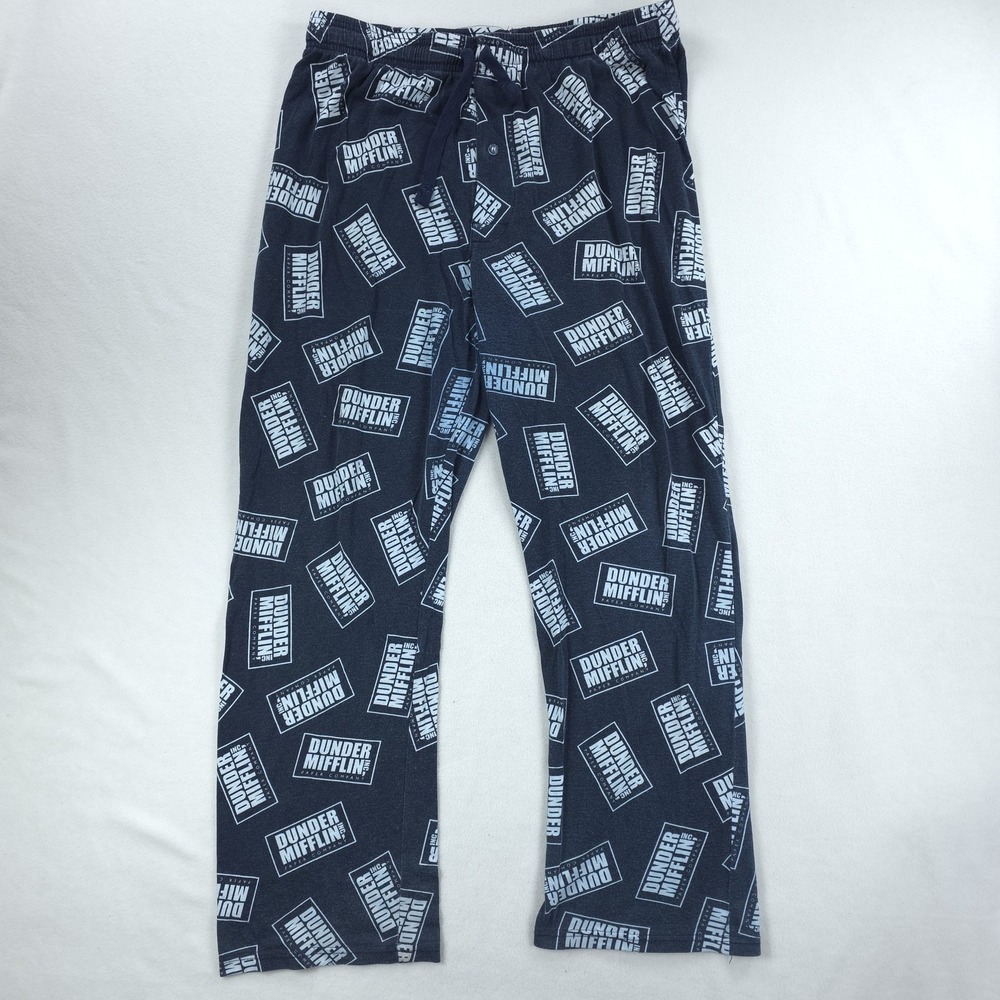 The Office Dunder Mifflin Pajama Pants Mens XL Blue Logo Loungewear TV Sleepwear